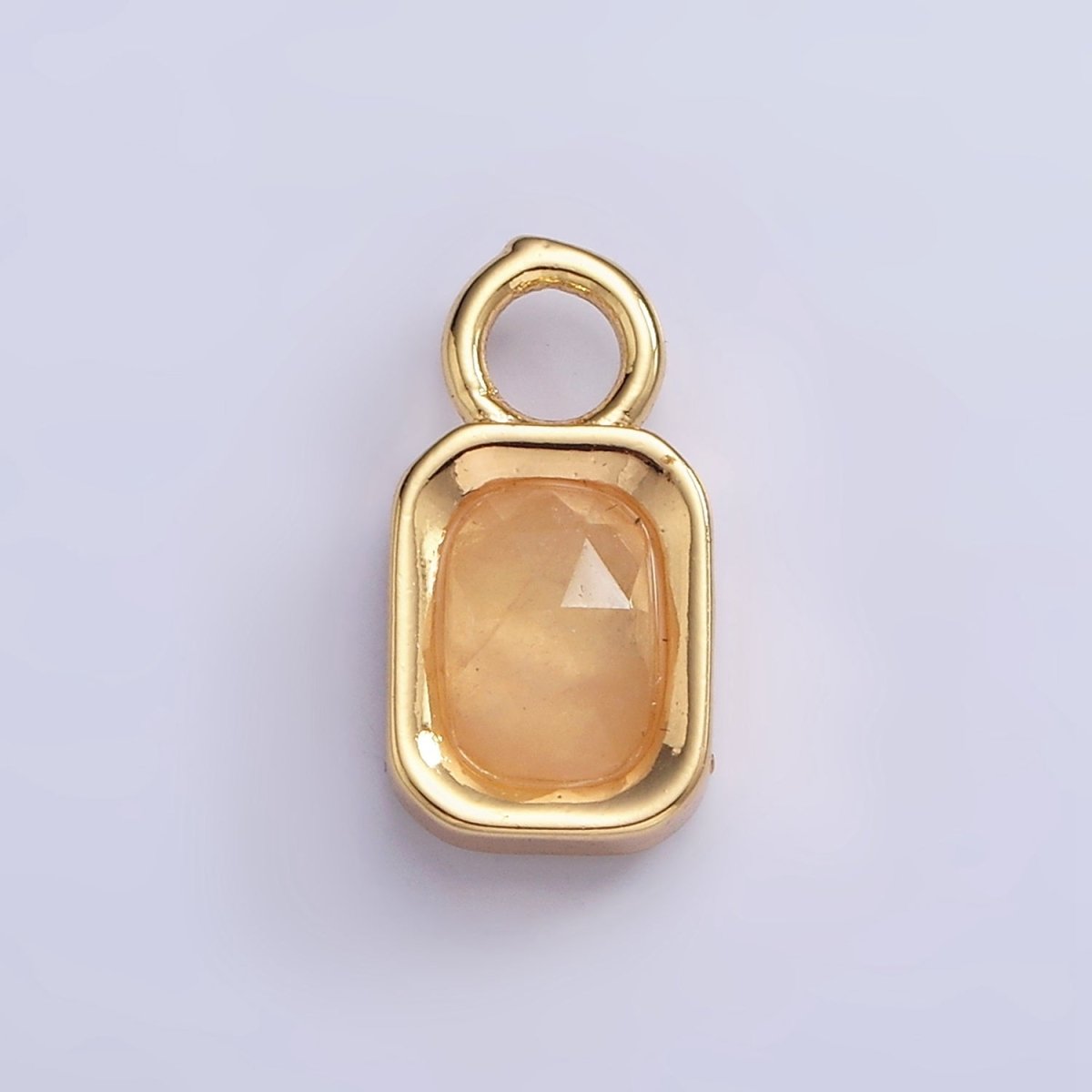 16K Gold Filled Baguette Multifaceted Natural Gemstone Personalized Add-On Charm | AC1492 - AC1504
