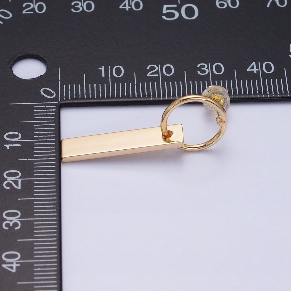 16K Gold Filled Bar Drop Open Round Geometric Stud Earrings in Gold & Silver | AD824 AD825