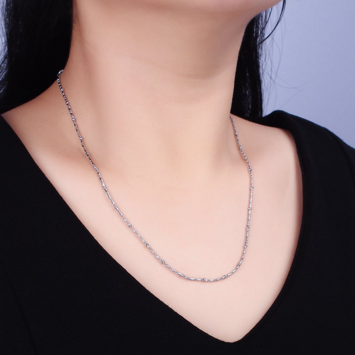 16k Gold Filled Beaded Satellite Chain Gold Filled Silver Chain Simple Everyday Layering Necklace 17 Inch | WA-1859 WA-1860 Clearance Pricing
