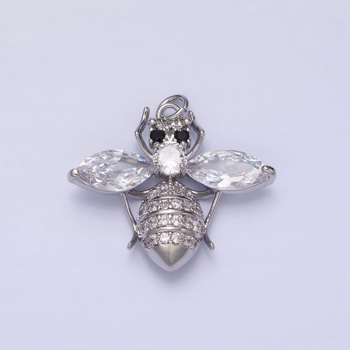 16K Gold Filled Black-Eyed Bumble Queen Bee Marquise Micro Paved CZ Charm in Gold & Silver | AC1231 AC1232