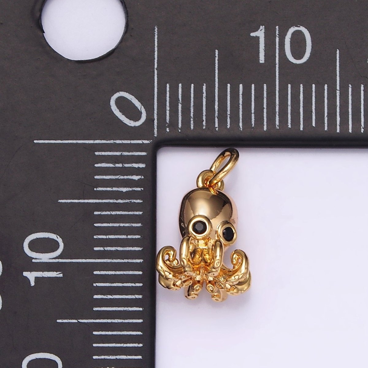 16K Gold Filled Black-Eyed CZ Octopus Squid Add-On Charm | AG011