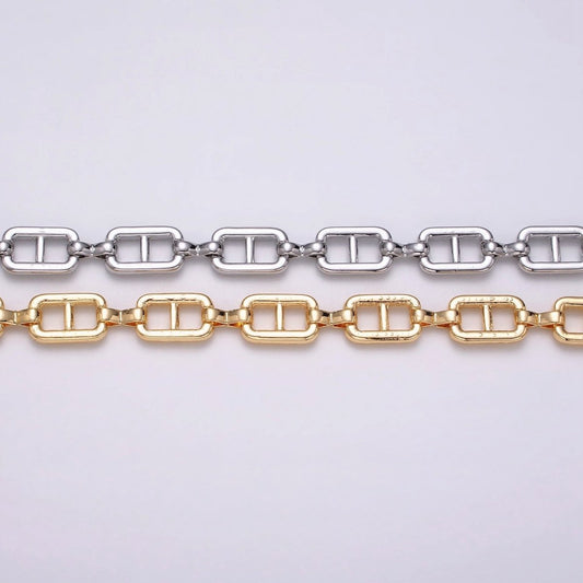 16K Gold Plated Boxy Anchor Figure Eight Link Unique Chain by Yard in Gold & Silver | ROLL-1221 ROLL-1222