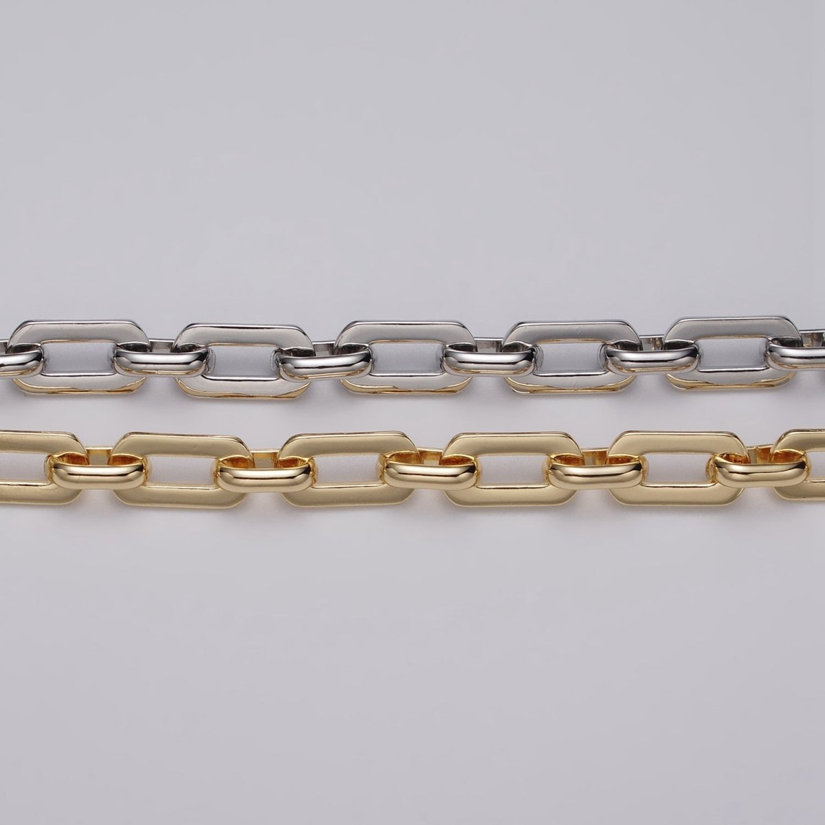 16k Gold Filled Boxy Paperclip 7mm Unfinished Chain in Gold & Silver | ROLL-1153 ROLL-1154 Clearance Pricing