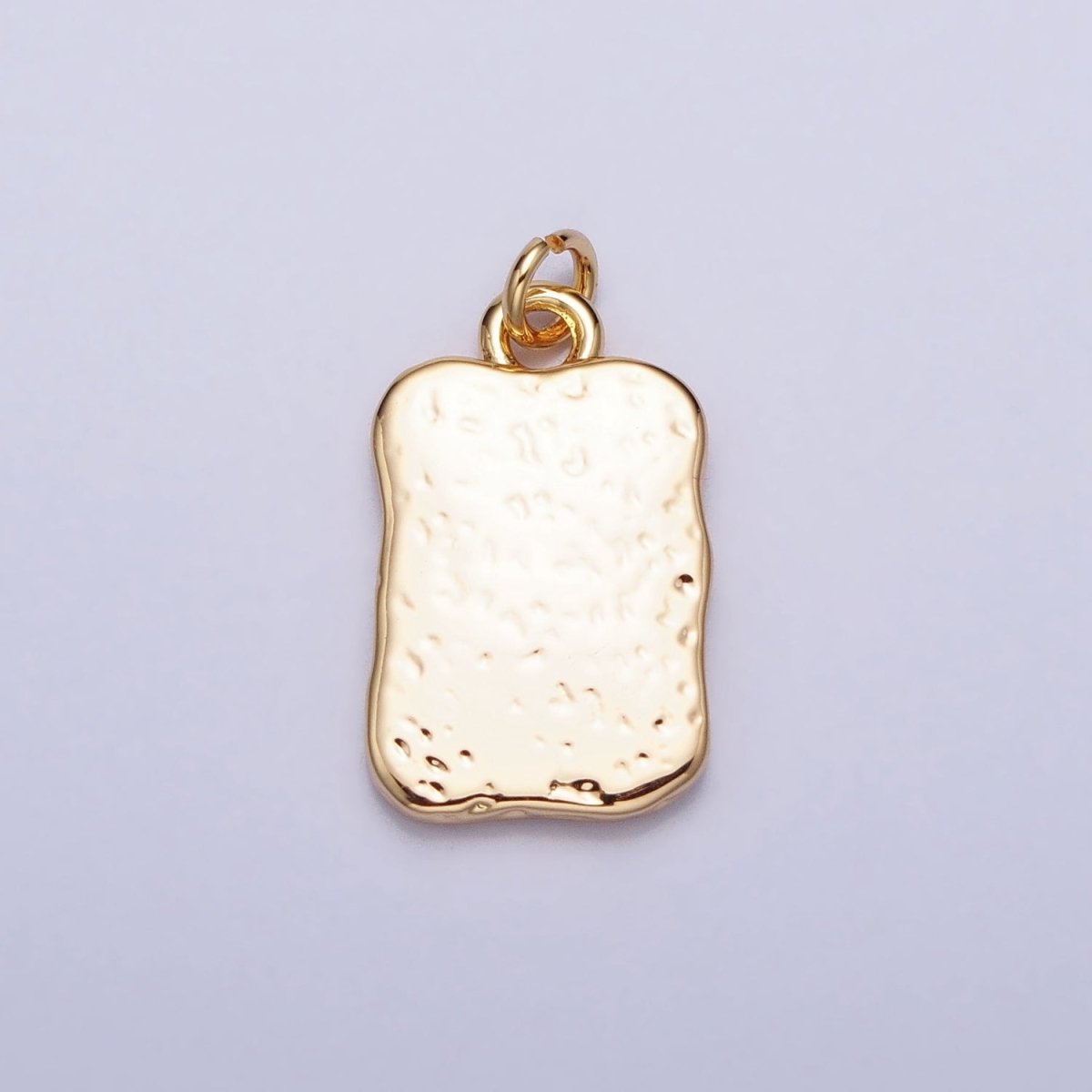 16K Gold Filled Butterfly Textured Hammered Rectangular Stamped Charm in Gold & Silver | AC393 AC394