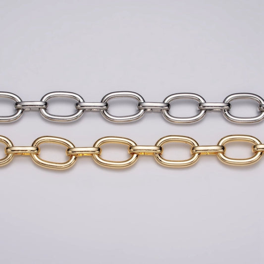 16k Gold Plated Cable Chain Link Unfinished Chain by Yard for Statement Layer Necklace Chain Streetwear Essentials | ROLL-1207 ROLL-1208