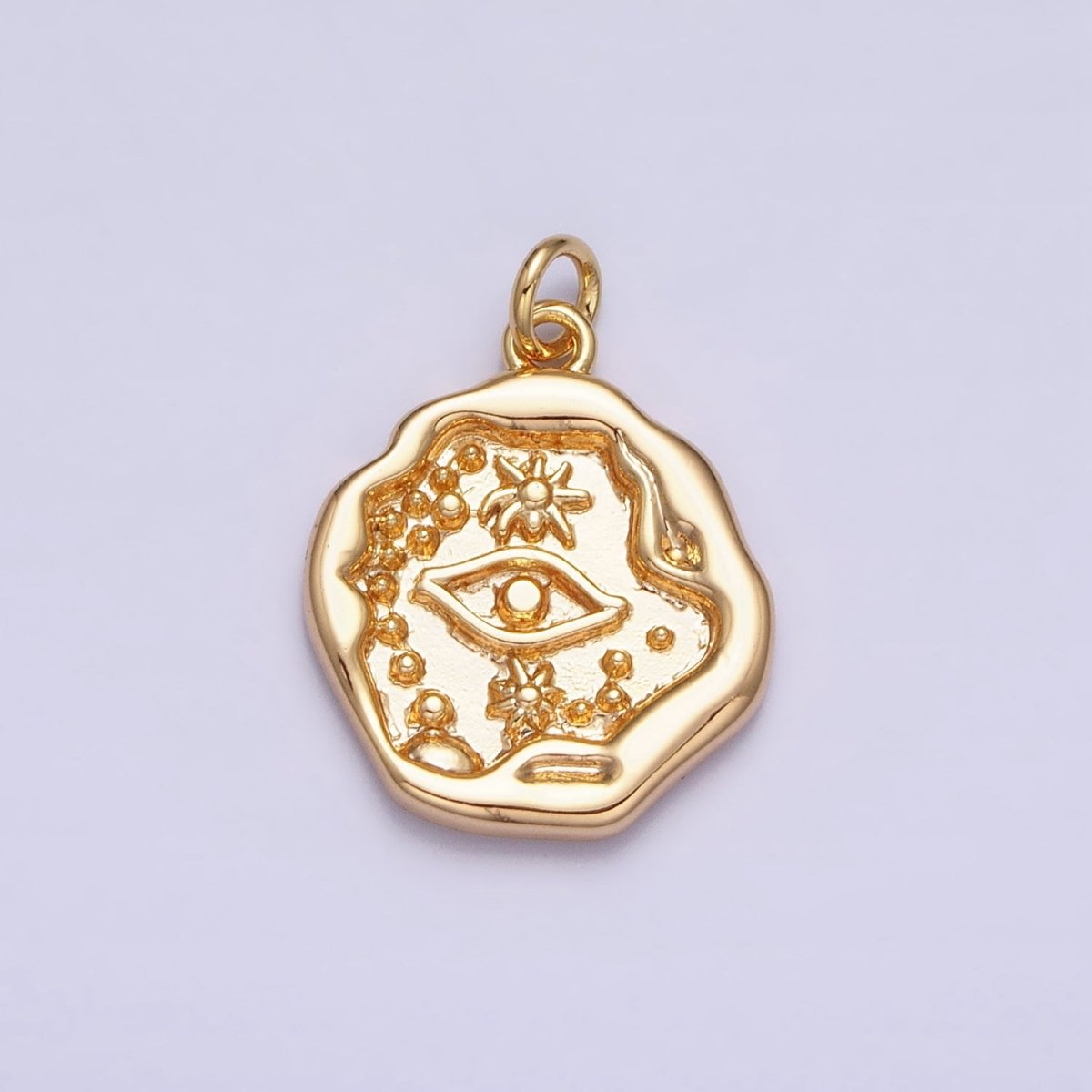 16K Gold Filled Celestial Evil Eye Stamped Abstract Add-On Charm in Gold & Silver | AC1249 AC1250