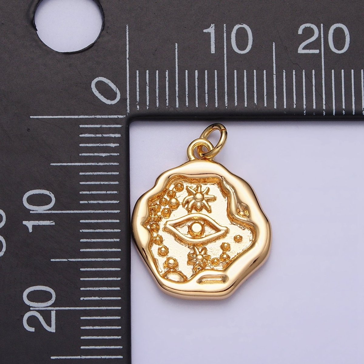 16K Gold Filled Celestial Evil Eye Stamped Abstract Add-On Charm in Gold & Silver | AC1249 AC1250