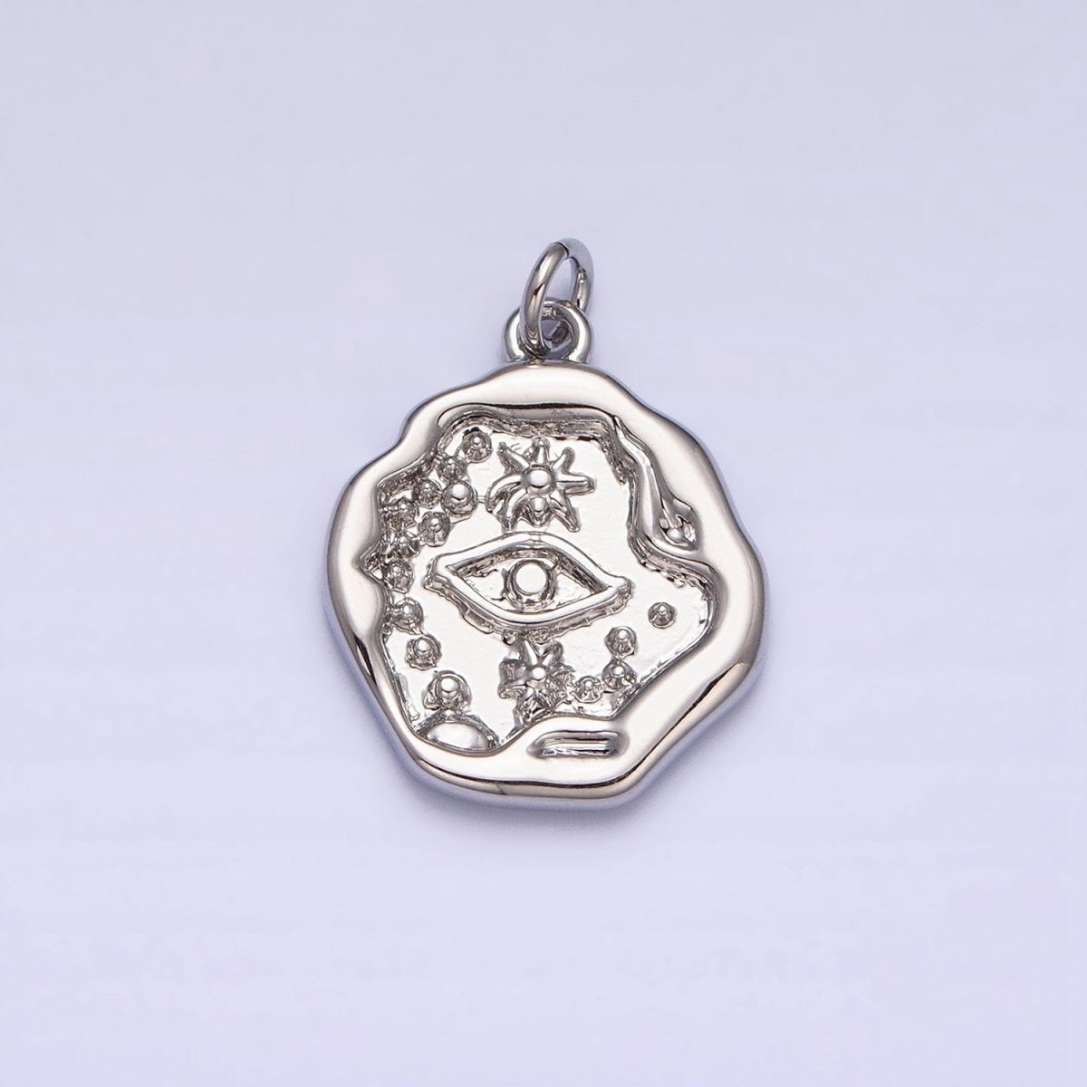 16K Gold Filled Celestial Evil Eye Stamped Abstract Add-On Charm in Gold & Silver | AC1249 AC1250