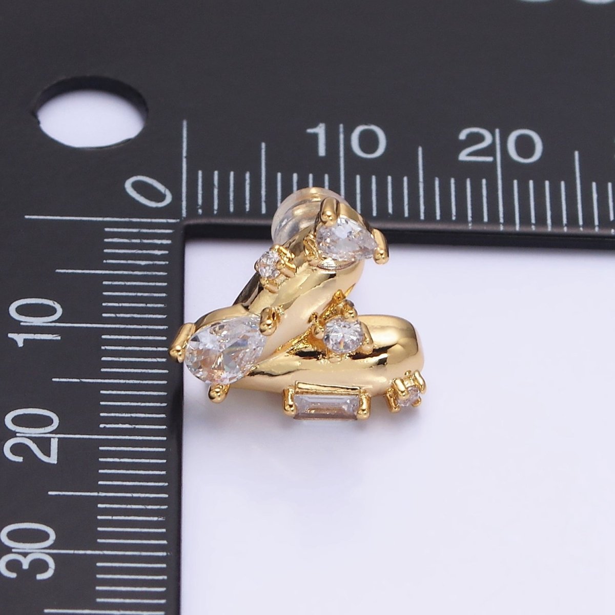 16K Gold Filled Chubby Heart Clear Baguette Teardrop CZ Stud Earrings in Gold & Silver | AD1060 AD1061
