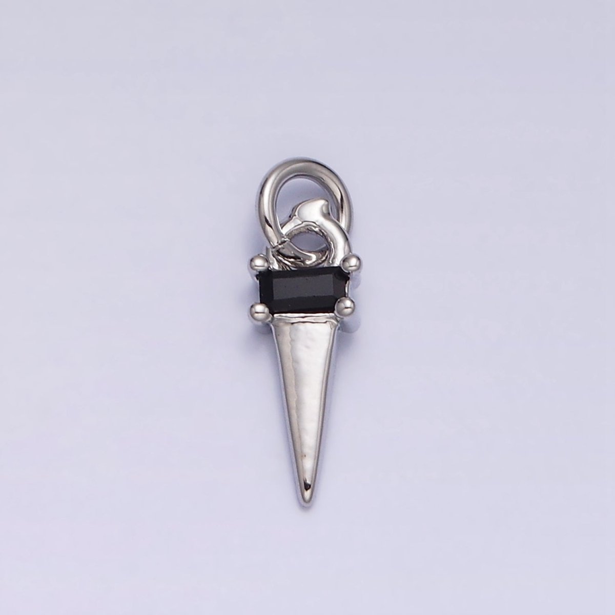 16K Gold Filled Clear, Blue, Fuchsia, Green, Black Baguette CZ Triangle Charm in Gold & Silver | AC1307 - AC1316