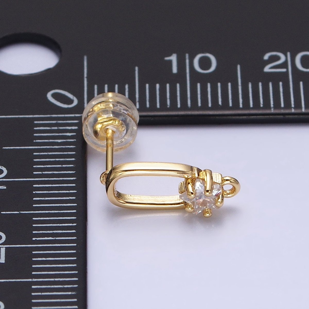 16K Gold Filled Clear Celestial Star CZ Open Loop Oblong Stud Earrings Supply in Silver & Gold | Z-211 Z-222