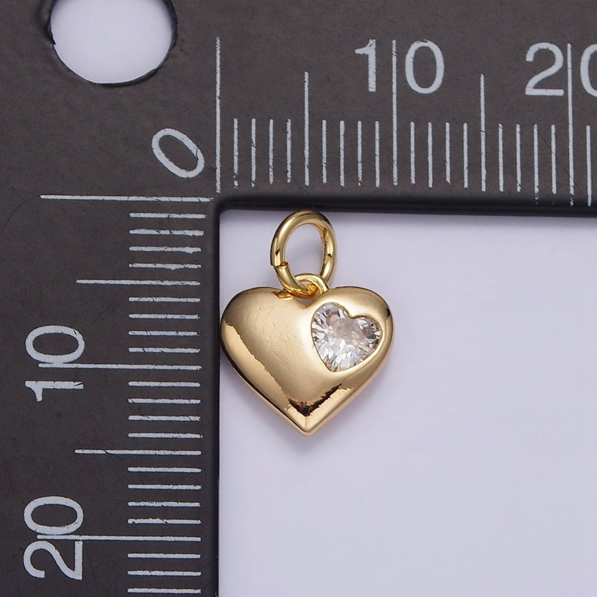 16K Gold Filled Clear CZ Double Heart Add-On Charm | N1009