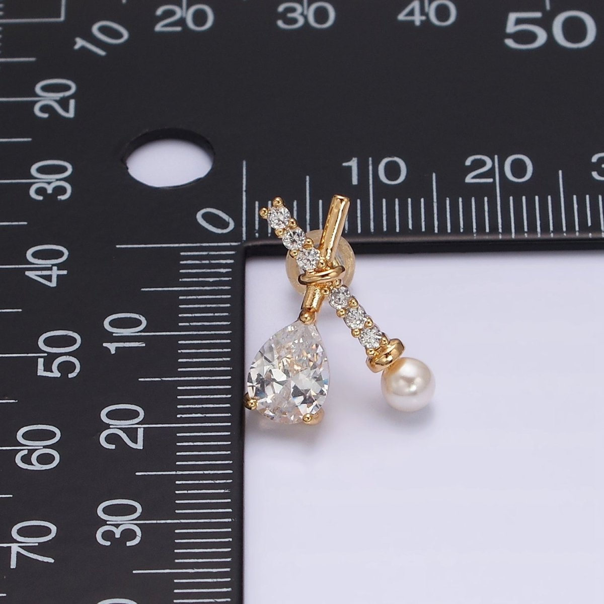 16K Gold Filled Clear CZ Micro Paved X Claw Double Band Stud Earrings | AE842