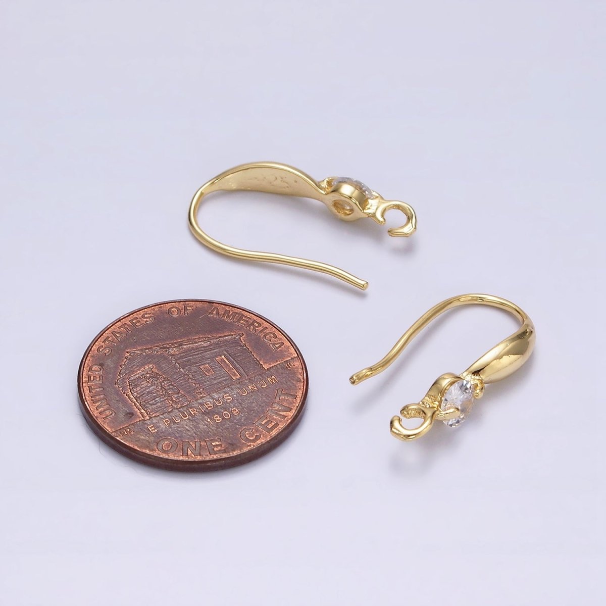 16K Gold Filled Clear CZ Open Loop French Hook Earrings | Z-432