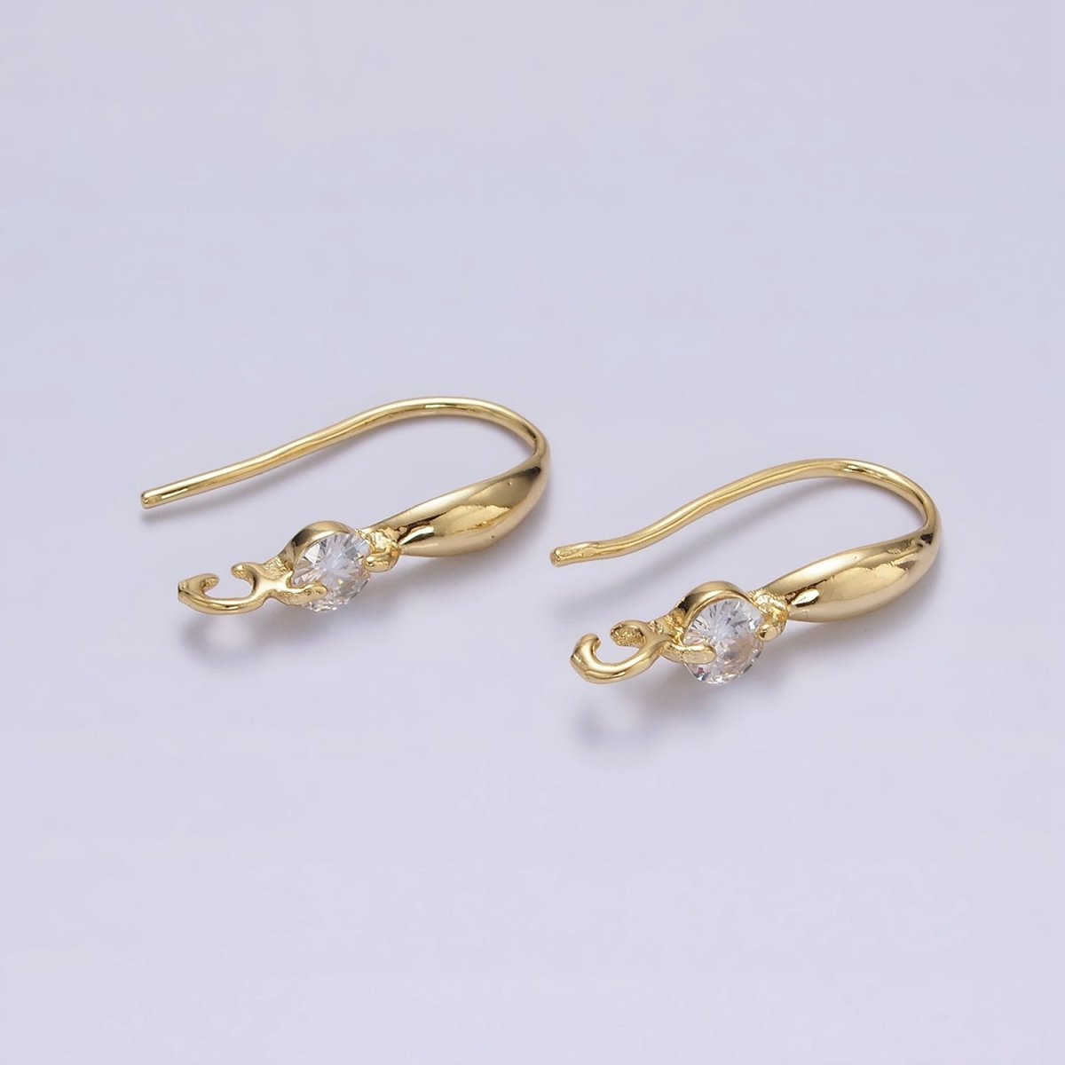 16K Gold Filled Clear CZ Open Loop French Hook Earrings | Z-432