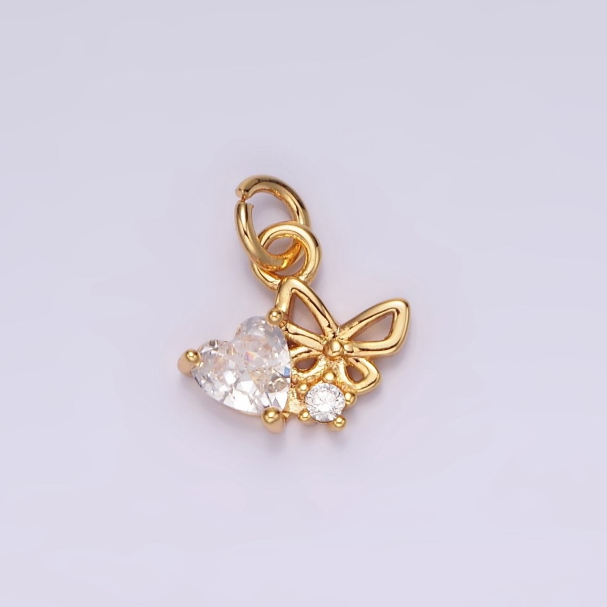 16K Gold Filled Clear Heart Open Butterfly Add-On Charm | AG104