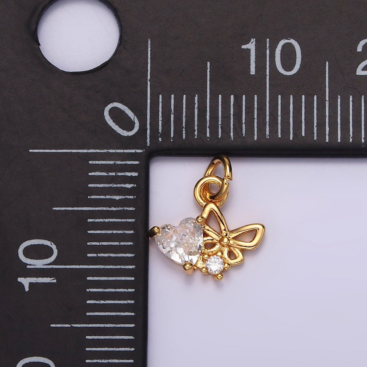 16K Gold Filled Clear Heart Open Butterfly Add-On Charm | AG104