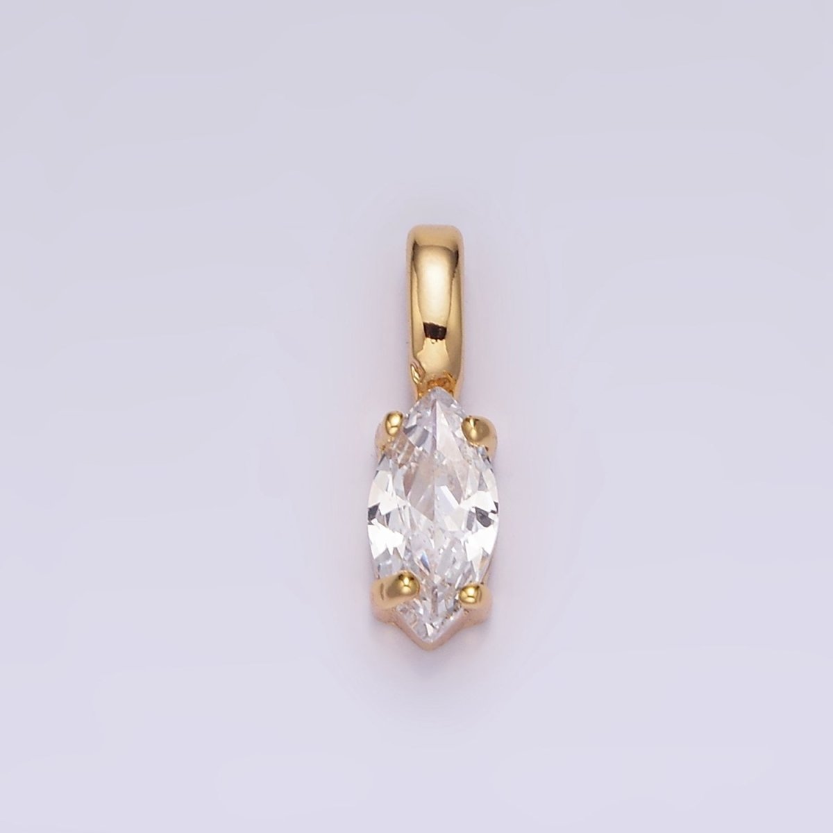 16K Gold Filled Clear Marquise CZ Minimalist Pendant | N-1778