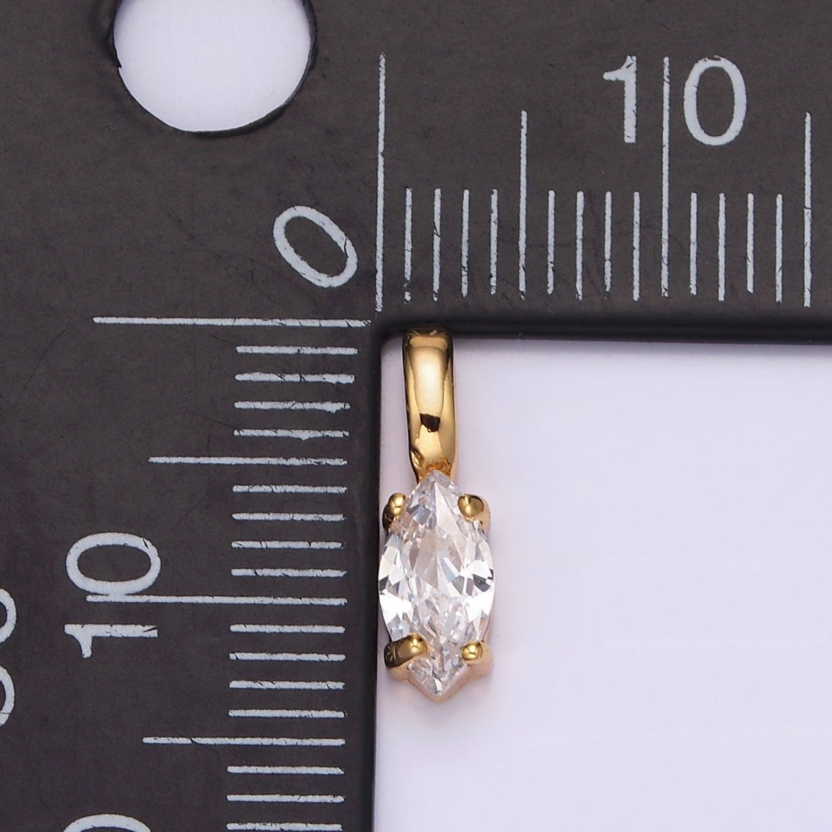 16K Gold Filled Clear Marquise CZ Minimalist Pendant | N-1778