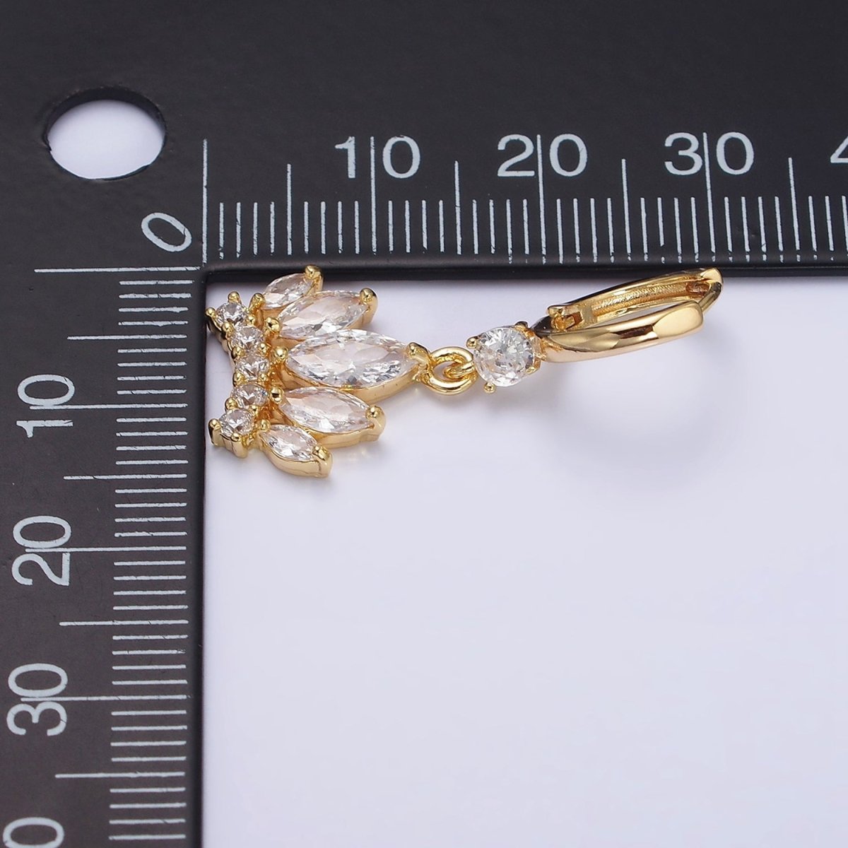 16K Gold Filled Clear Marquise Micro Paved CZ Lined CZ Huggie Earrings in Gold & Silver | AD1243 AD1244