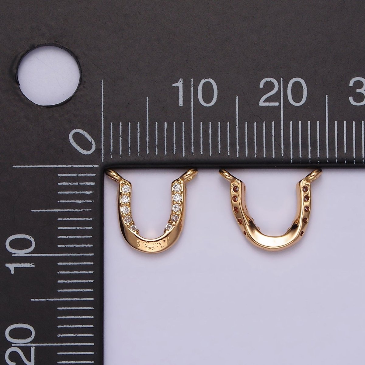 16K Gold Filled Clear Micro Paved CZ Curved U-Shaped Connector | G182