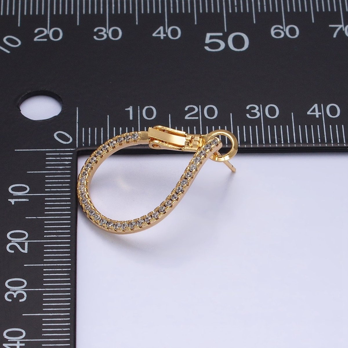 16K Gold Filled Clear Micro Paved CZ Front-Facing Hinge Hoop Earrings in Gold & Silver | AD1100 AD1101