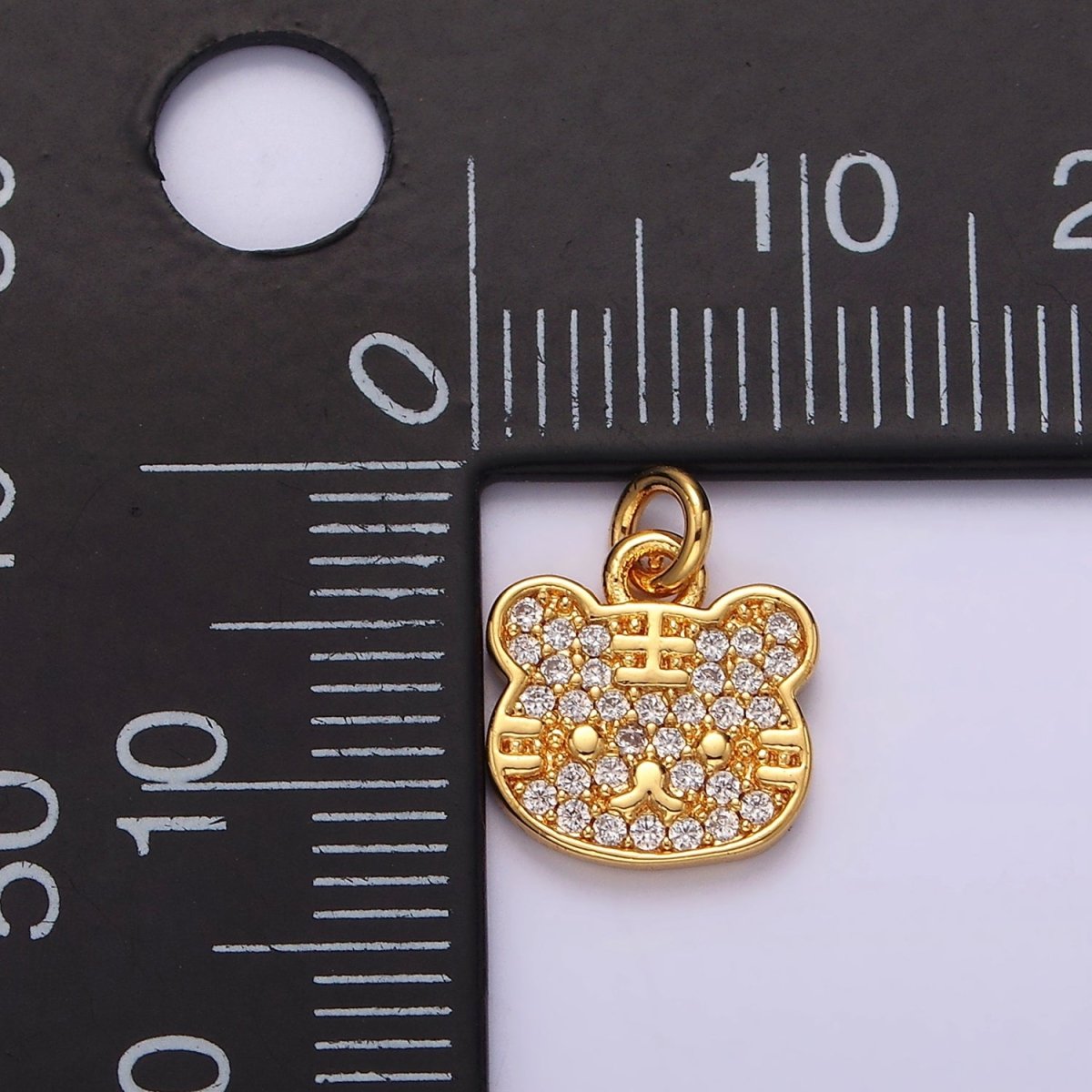 16K Gold Filled Clear Micro Paved CZ Kitty Cat Animal Pet Charm | AC849