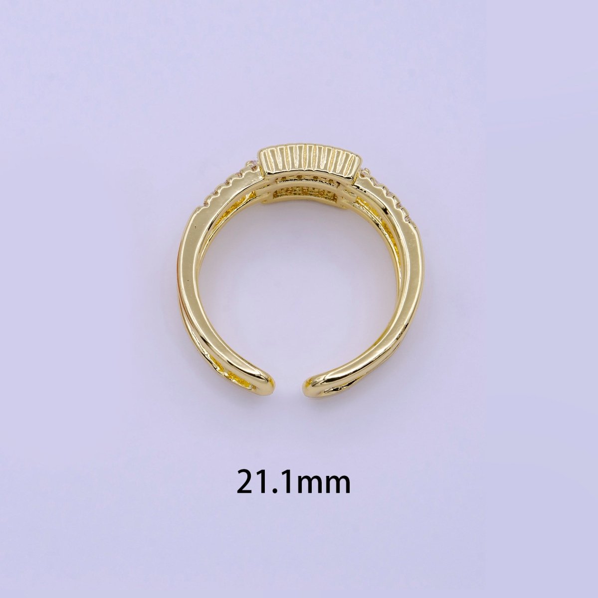 16K Gold Filled Clear, Multicolor Baguette Micro Paved CZ Double Band Ring | O1569 O1570