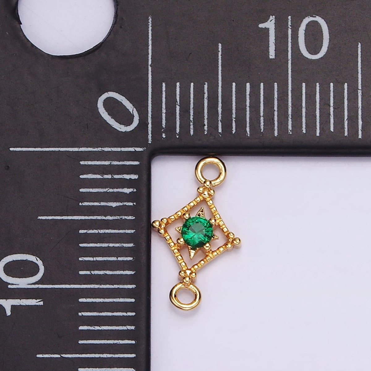 16K Gold Filled Clear, Pink, Green CZ Celestial Star Beaded Rhombus Connector | G-054 - G-056