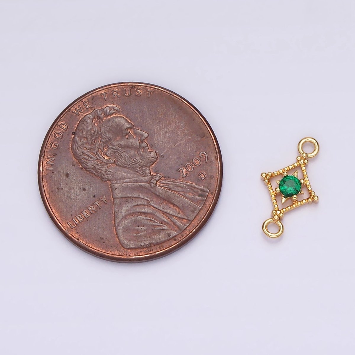16K Gold Filled Clear, Pink, Green CZ Celestial Star Beaded Rhombus Connector | G-054 - G-056