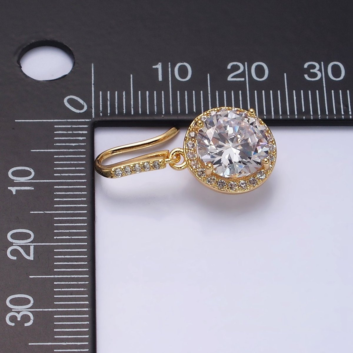 16K Gold Filled Clear Round CZ Micro Paved French Hook Earrings in Gold & Silver | AD1175 AD1176