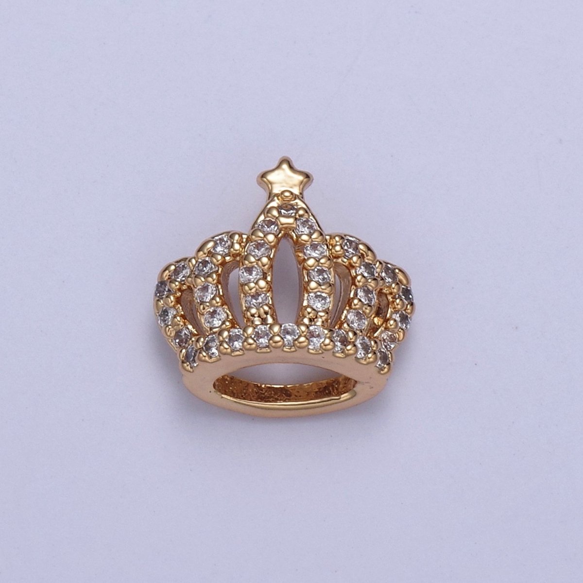 16K Gold Filled Crown Tiara with Star CZ Pendant Charm, Micro Pave Charm For Earring Bracelet Necklace N-426