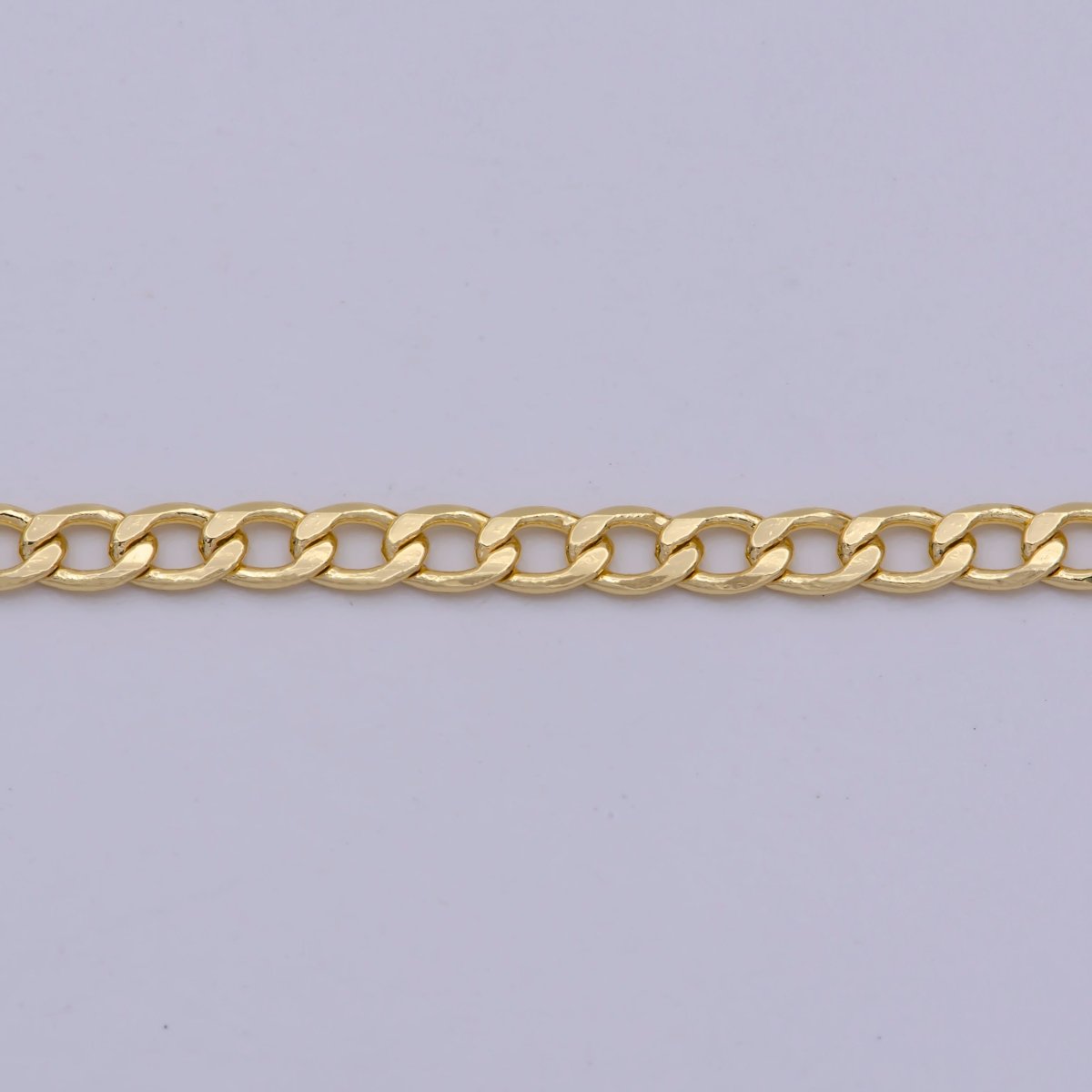 16K Gold Filled CURB Chain, Flat Cuban Curb Chain Sold by Yard, 0.5mm Thickness Unfinished Wholesale Bulk Chain | ROLL-564