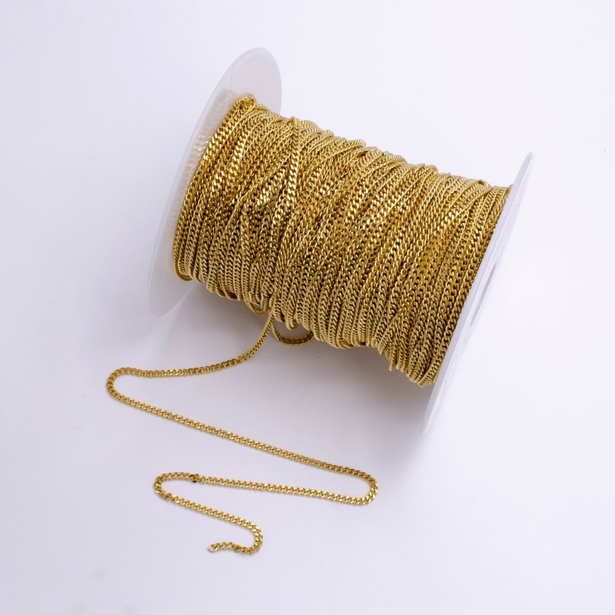 16K Gold Filled Curb Link Chain 2.2mm Width Unfinished Chain By Yard For Jewelry Making | ROLL-1388