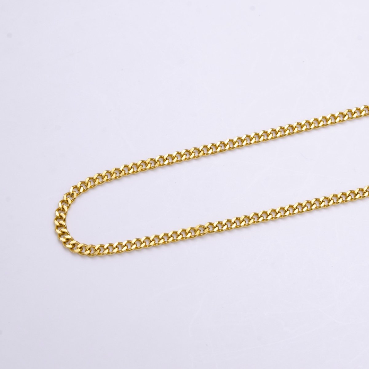 16K Gold Filled Curb Link Chain 2.2mm Width Unfinished Chain By Yard For Jewelry Making | ROLL-1388