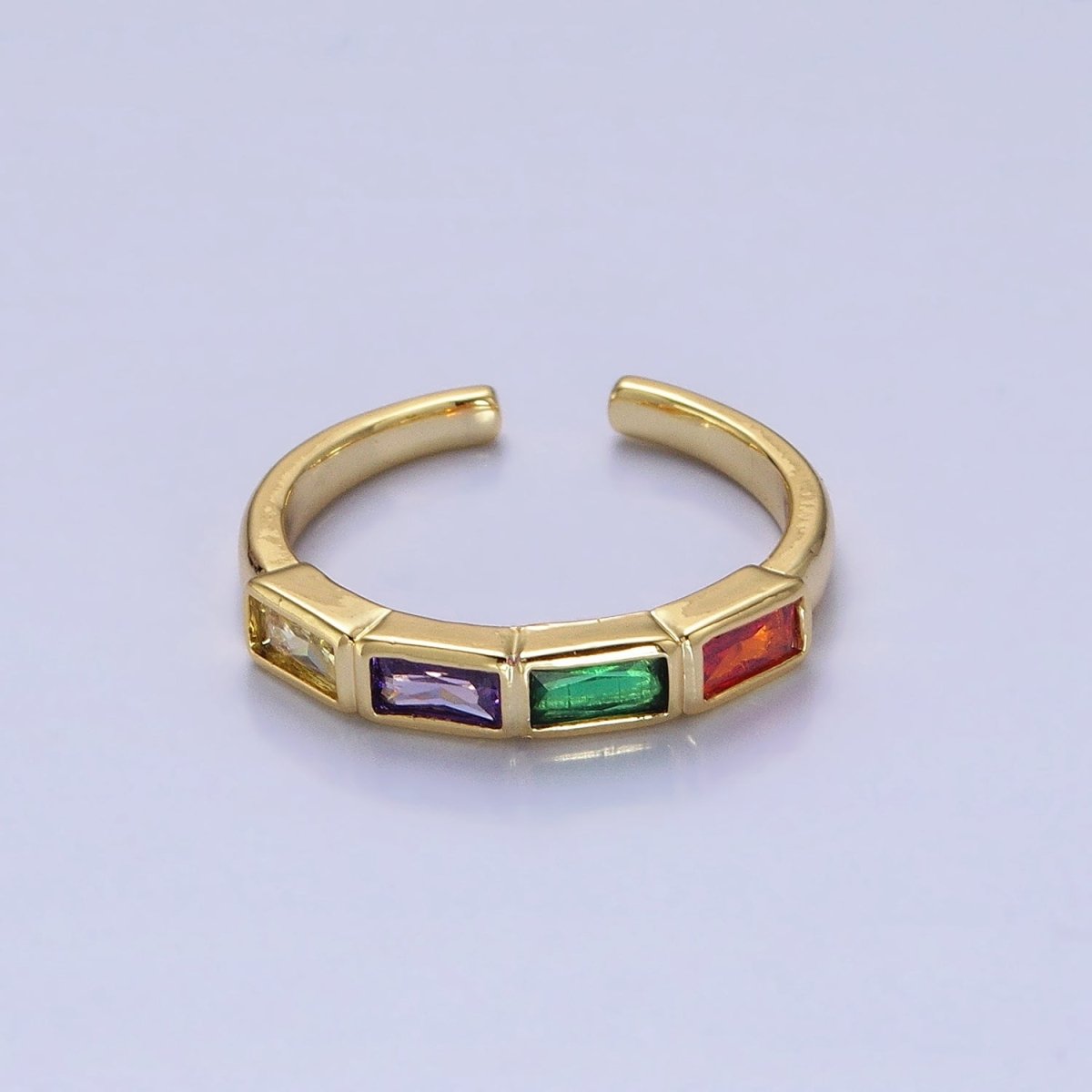 16K Gold Filled CZ Lined Multicolor, Clear Baguette Thin Ring in Gold & Silver | O-1936 O-1937  O-1939