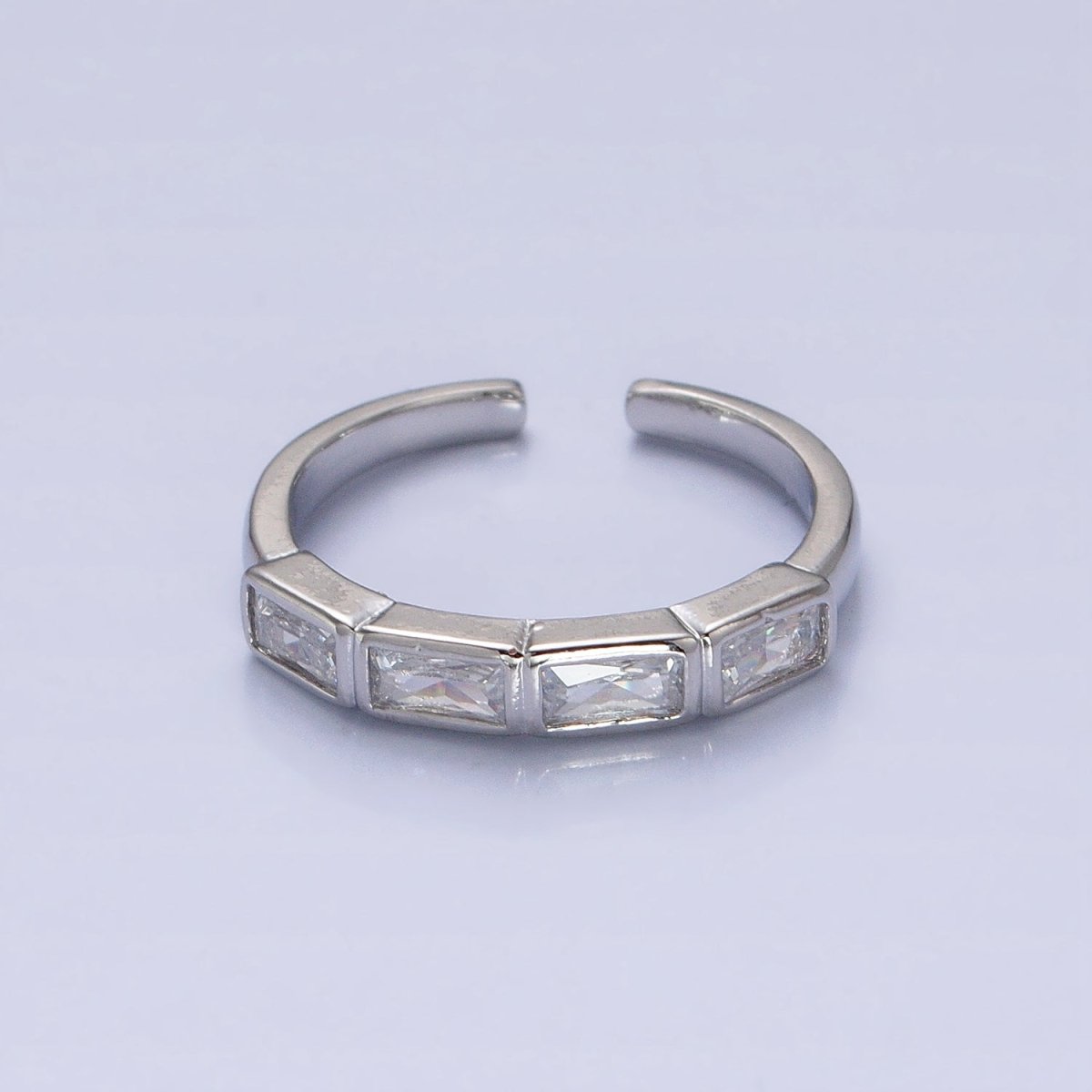 16K Gold Filled CZ Lined Multicolor, Clear Baguette Thin Ring in Gold & Silver | O-1936 O-1937  O-1939
