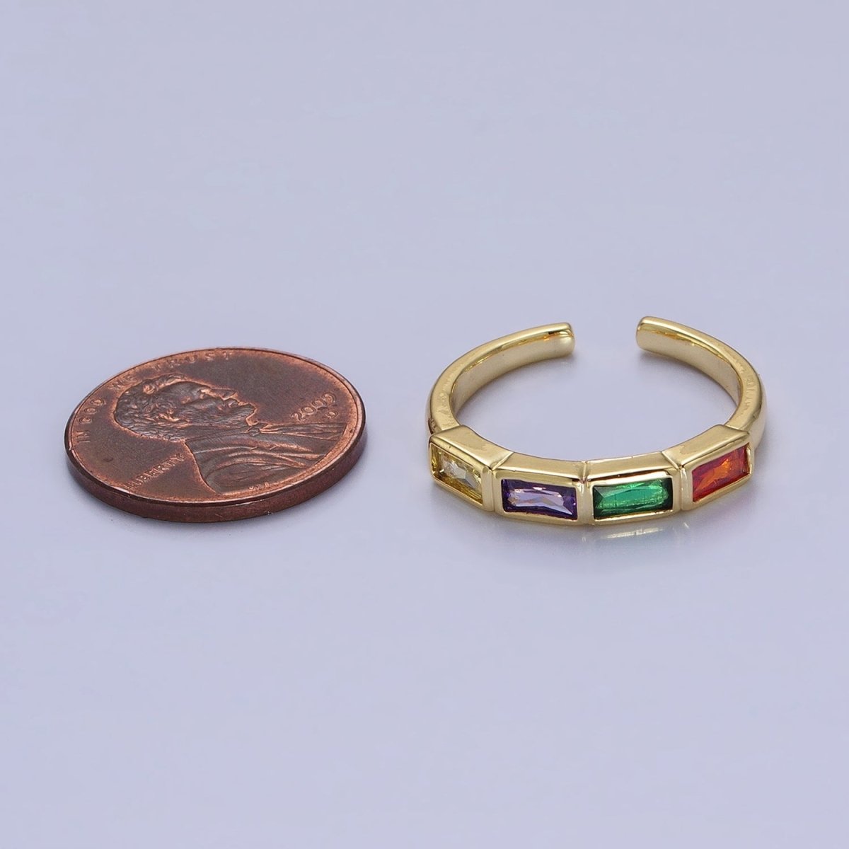 16K Gold Filled CZ Lined Multicolor, Clear Baguette Thin Ring in Gold & Silver | O-1936 O-1937  O-1939