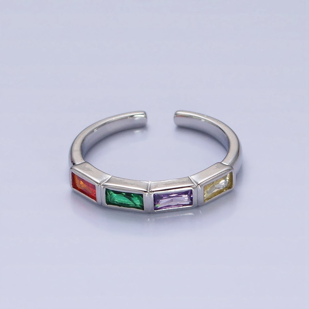 16K Gold Filled CZ Lined Multicolor, Clear Baguette Thin Ring in Gold & Silver | O-1936 O-1937  O-1939