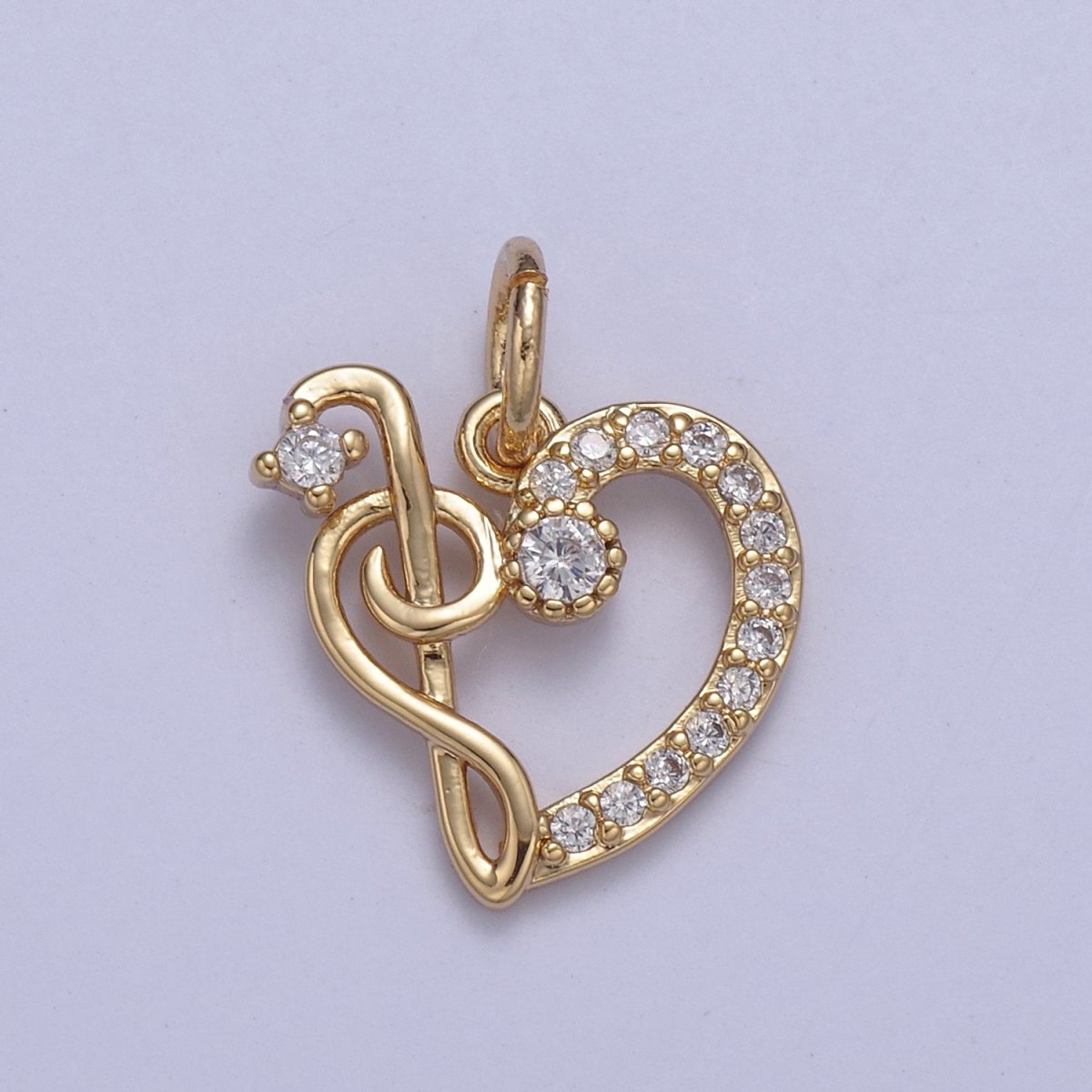 16K Gold Filled Dainty Micro pave Heart Charm, Love Inspired Tiny Heart Ornament Charm N-430