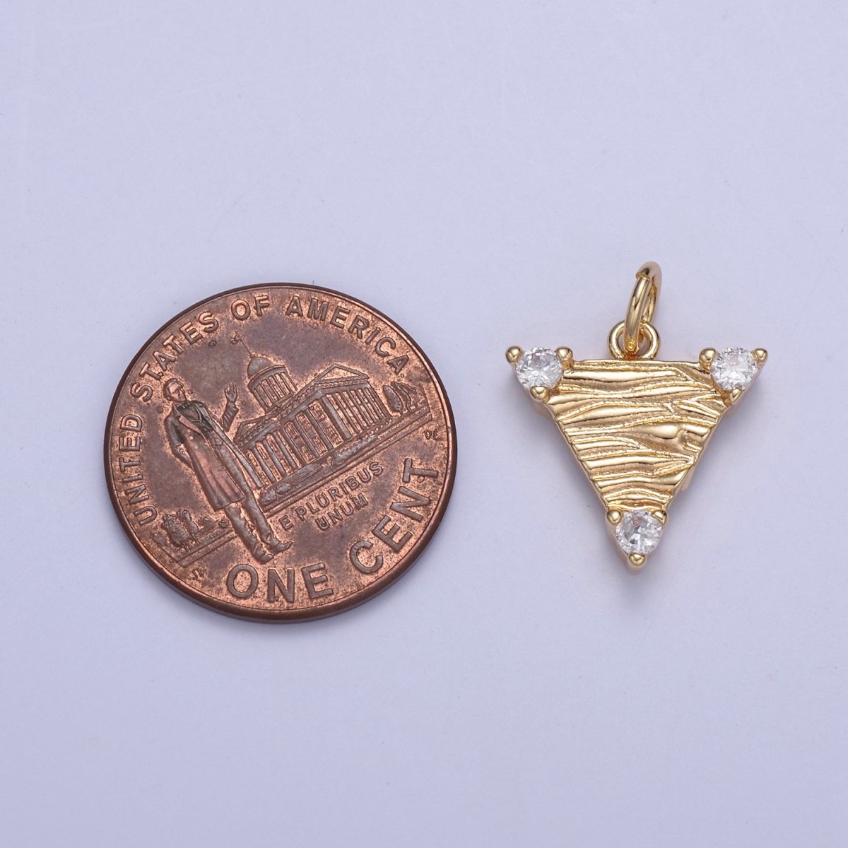 16k Gold Filled Dainty Triangle Charm Cubic Zirconia Charm in Gold micro Pave CZ Geometric Charm N-432