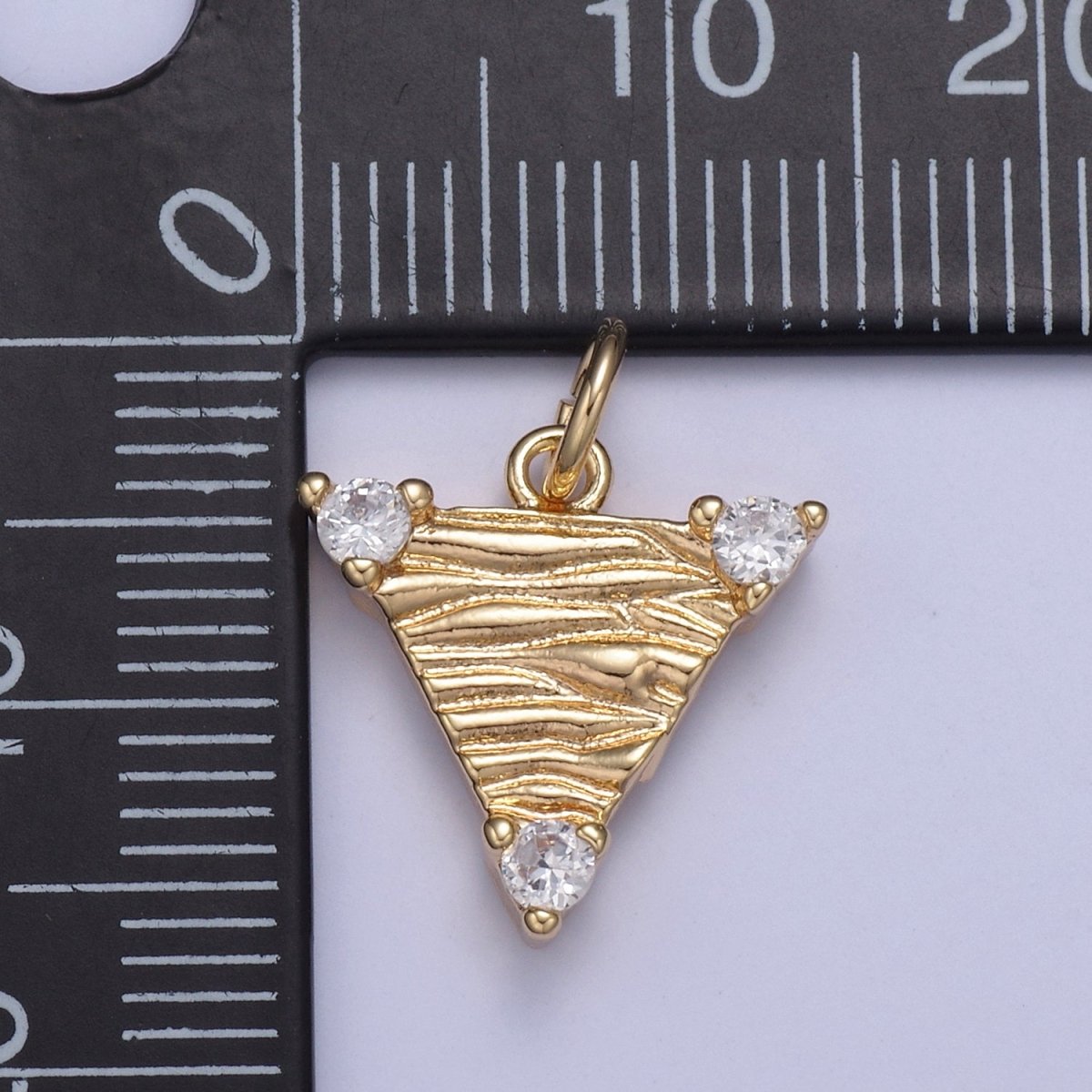 16k Gold Filled Dainty Triangle Charm Cubic Zirconia Charm in Gold micro Pave CZ Geometric Charm N-432