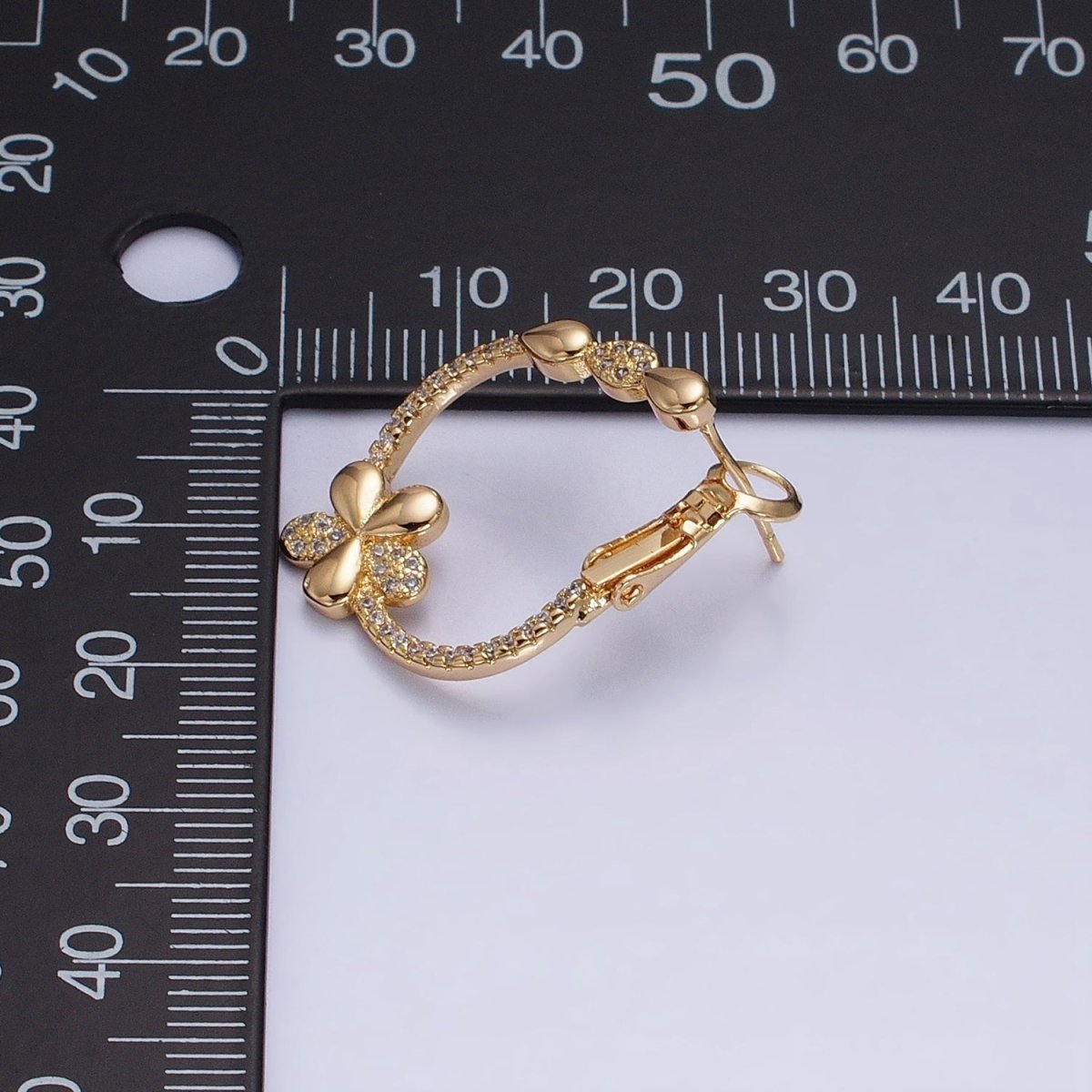 16K Gold Filled Daisy Flower CZ Micro Paved Front-Facing Hinge Hoop Earrings in Gold & Silver | AD1104 AD1105