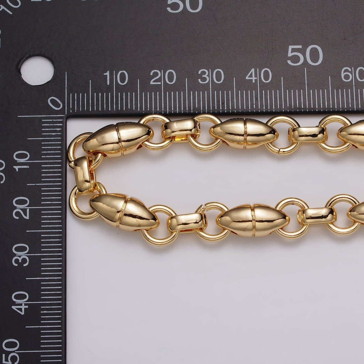 16k Gold Plated Designed Oval Pill Rolo Link Unfinished Chain by Yard in Gold & Silver | ROLL-1167 ROLL-1168 Clearance Pricing