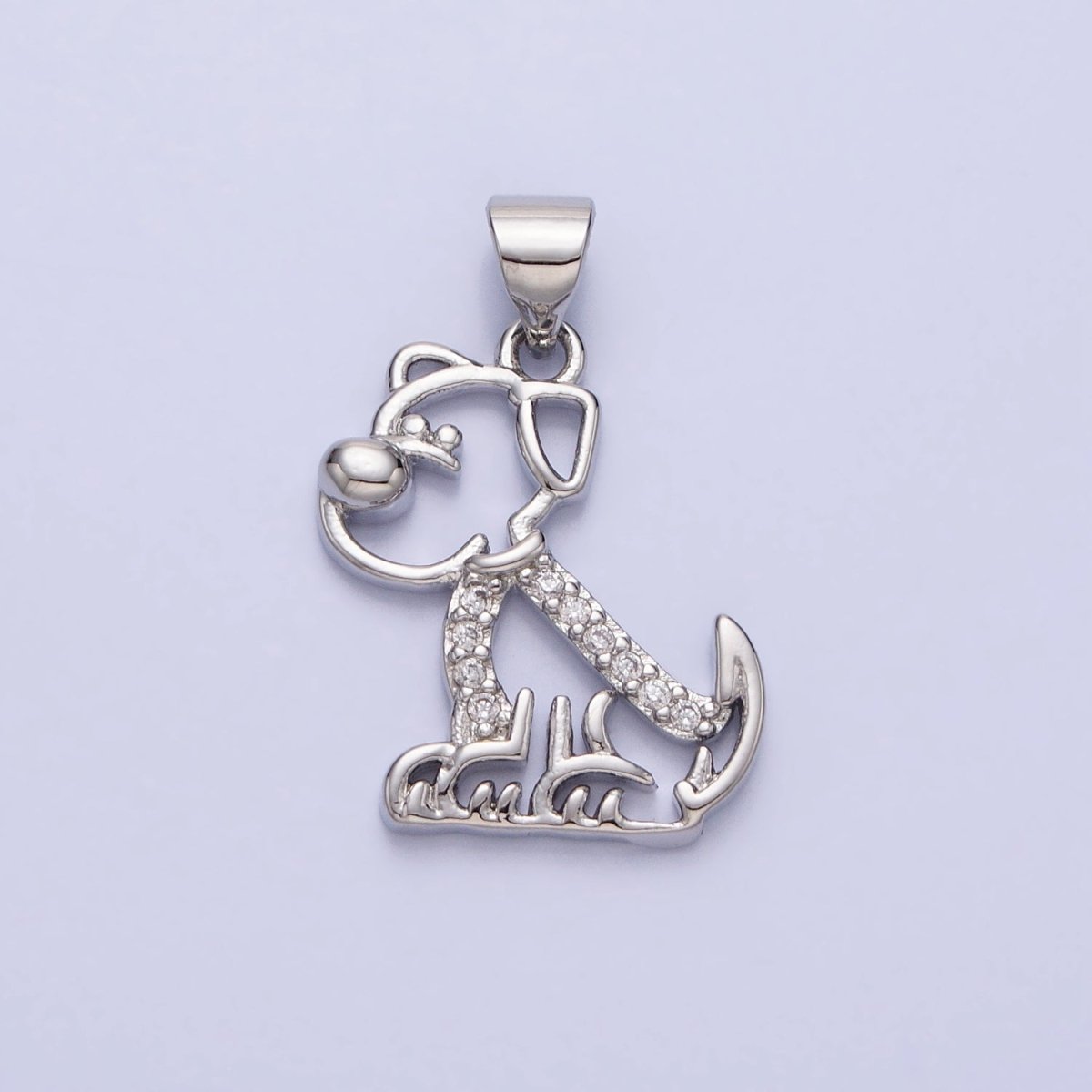 16K Gold Filled Dog Pet Animal Micro Paved CZ Open Pendant in Gold & Silver | AA302 AA312