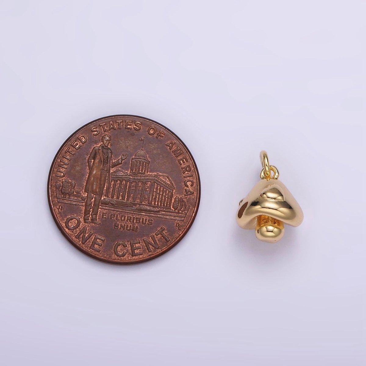 16K Gold Filled Dotted Chubby Mushroom Mini Minimalist Add-On Charm | AG418