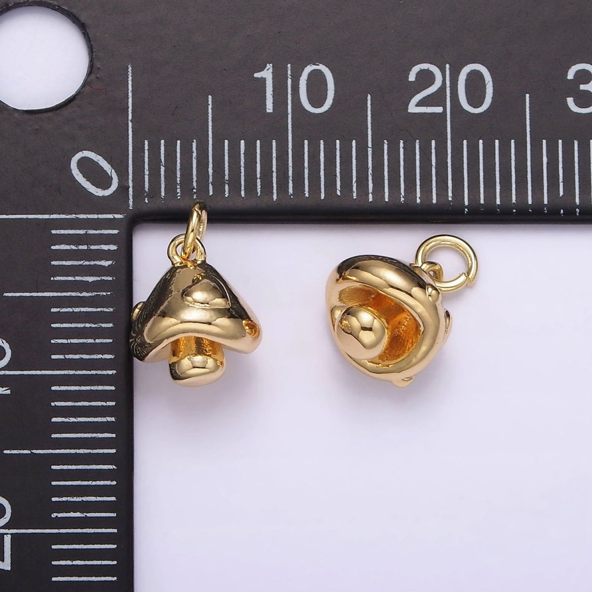 16K Gold Filled Dotted Chubby Mushroom Mini Minimalist Add-On Charm | AG418