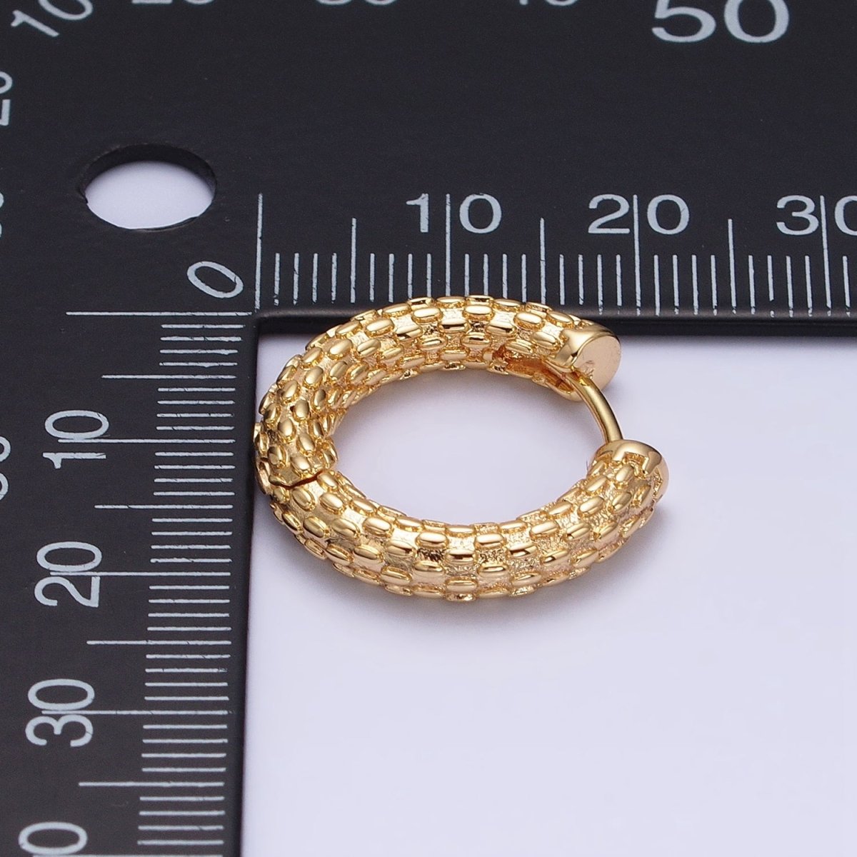 16K Gold Filled Dotted Textured 20.5mm Endless Hoop Earrings in Gold & Silver | AD885 AD886