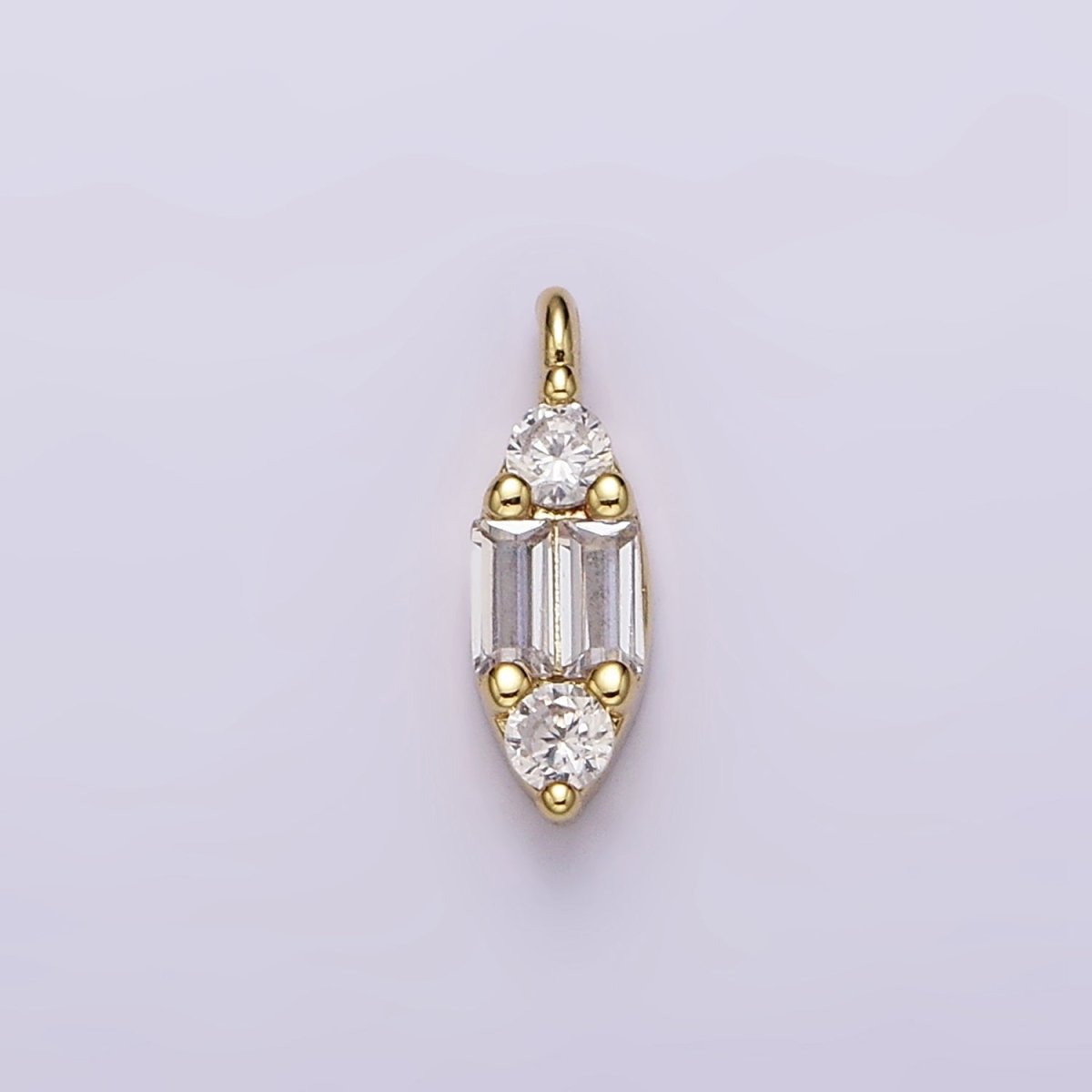 16K Gold Filled Double Baguette CZ Marquise-Shaped Mini Charm | N-969