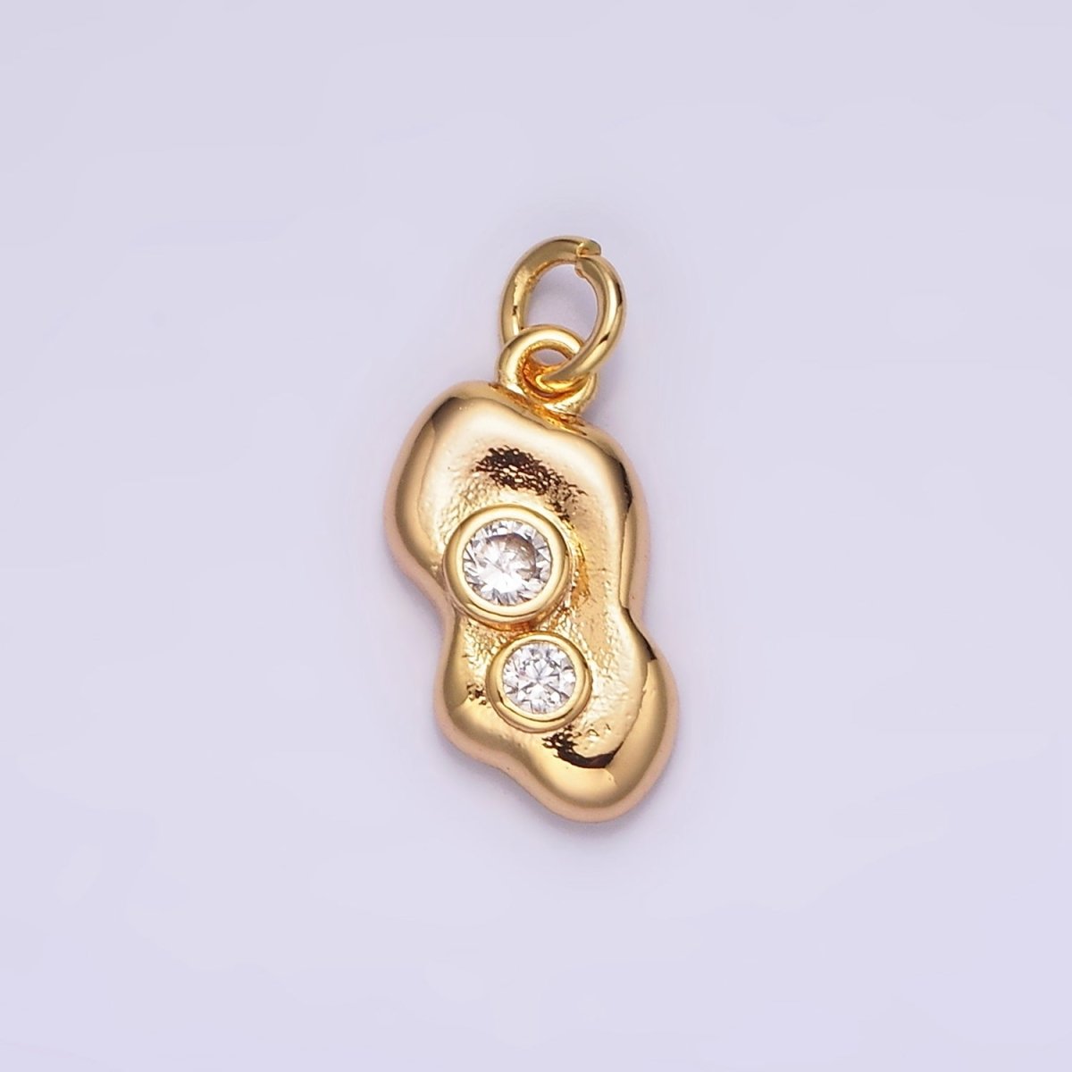 16K Gold Filled Double Clear CZ Dotted Abstract Charm | AG097